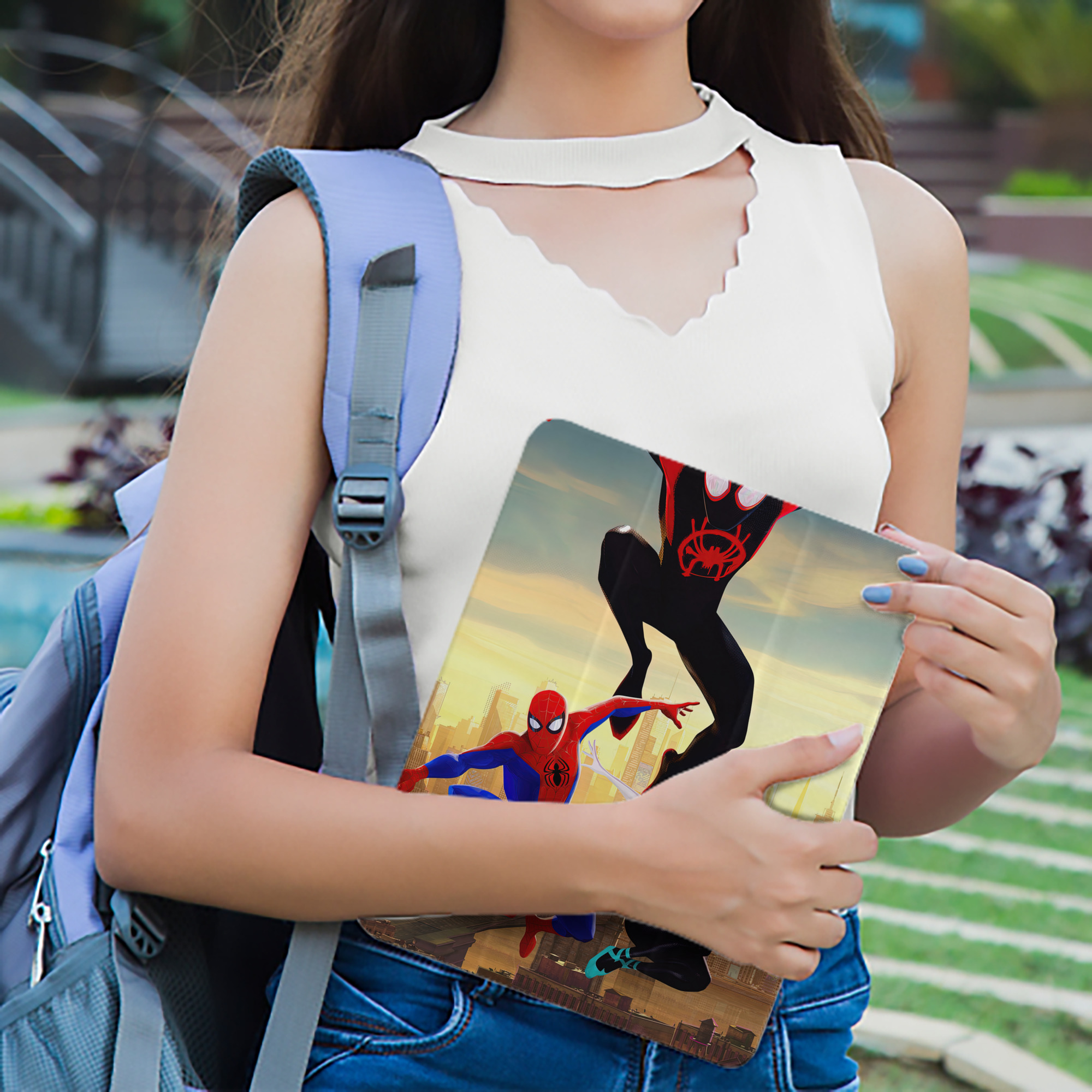 Spider Man スパイダーマン IPad ケース ペン収納付き 三つ折りスタンド PUレザー×シリコン 対応機種9.5/10.5/10.9インチ