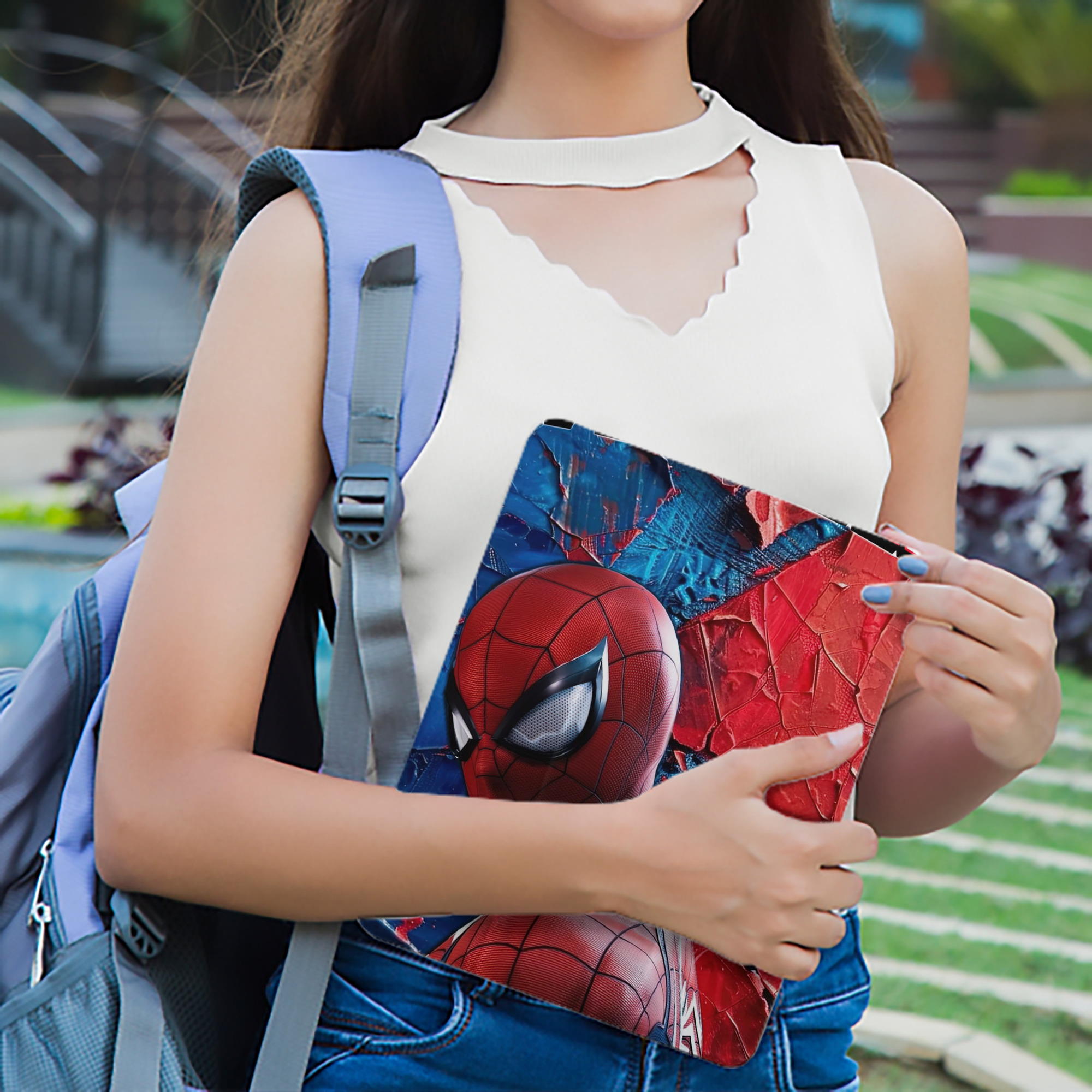 Spider Man スパイダーマン IPad ケース ペン収納付き 三つ折りスタンド PUレザー×シリコン 対応機種9.5/10.5/10.9インチ