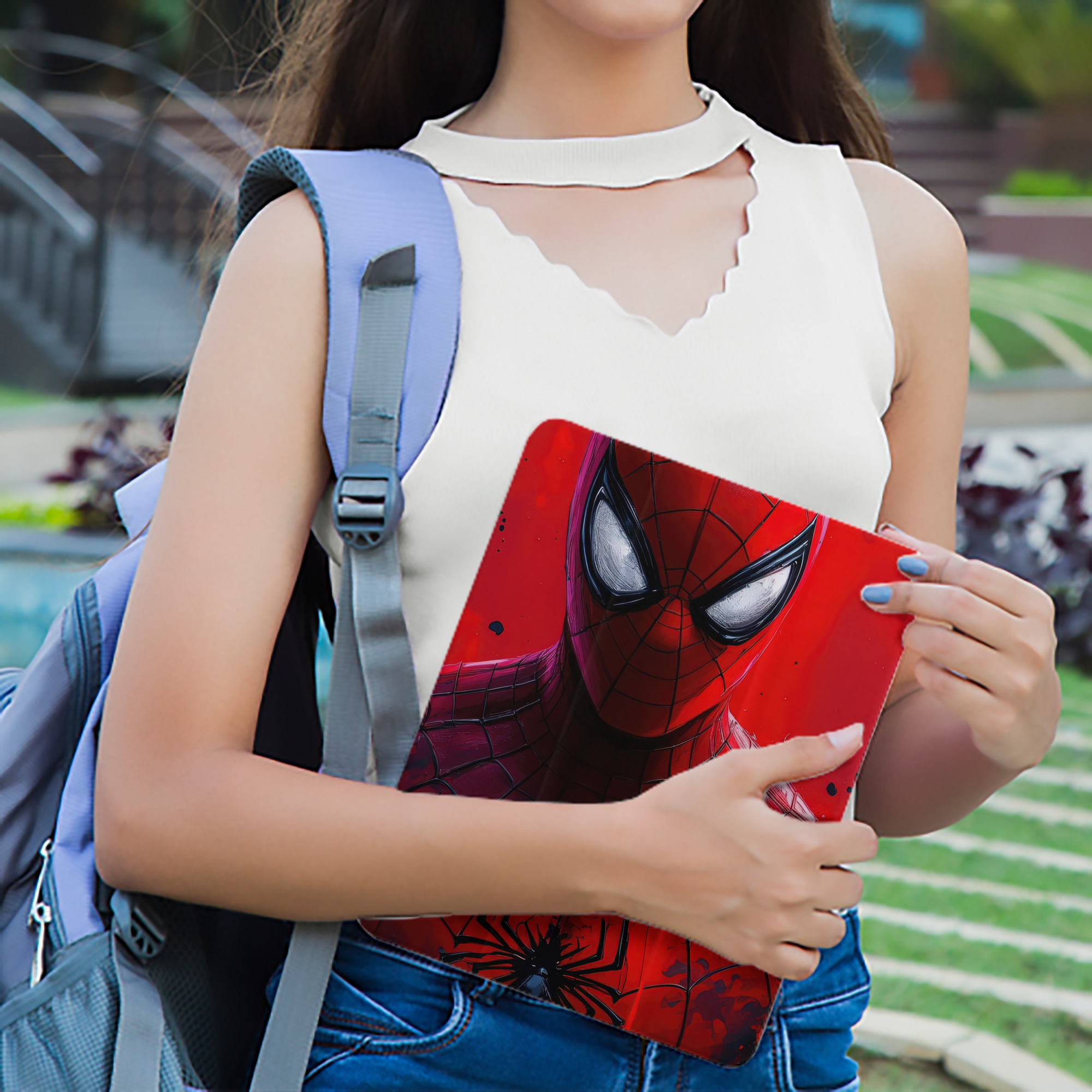 Spider Man スパイダーマン IPad ケース ペン収納付き 三つ折りスタンド PUレザー×シリコン 対応機種9.5/10.5/10.9インチ