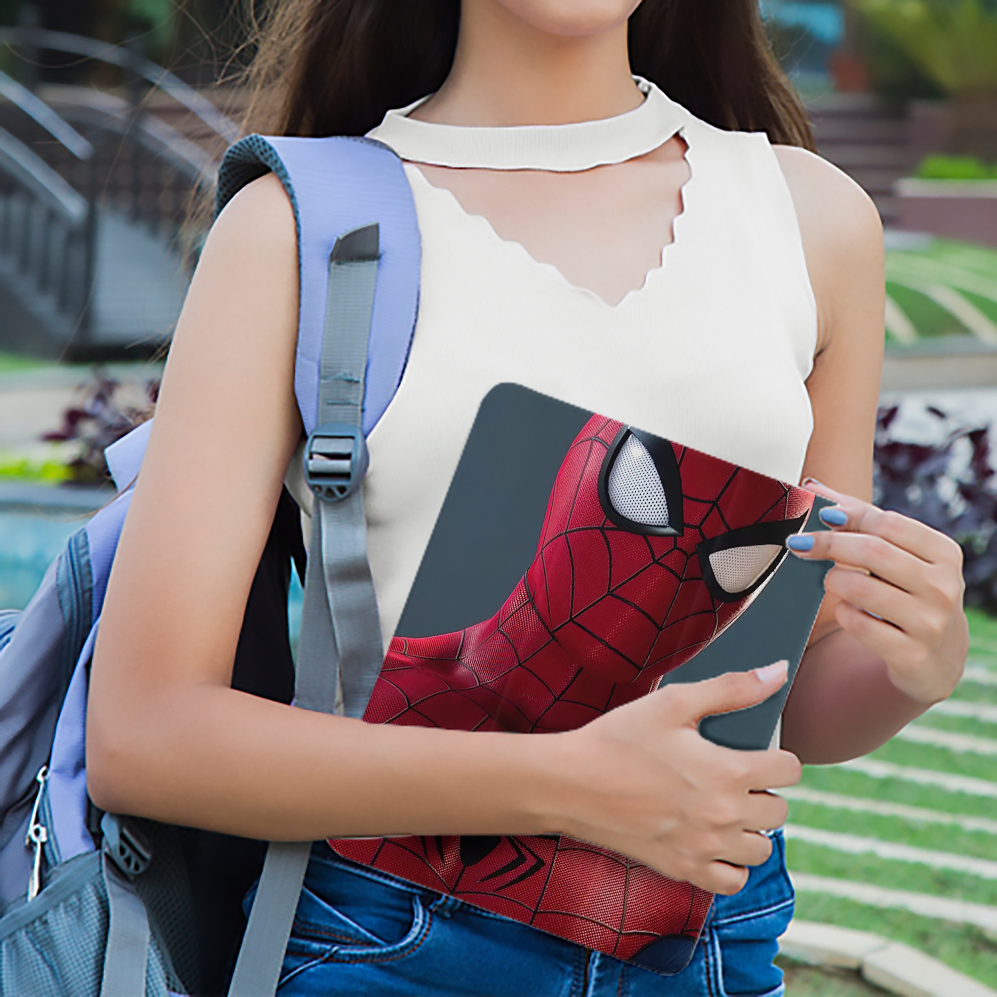 Spider Man スパイダーマン IPad ケース ペン収納付き 三つ折りスタンド PUレザー×シリコン 対応機種9.5/10.5/10.9インチ