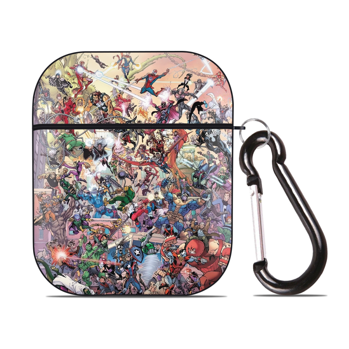 （画像用） Spider Man スパイダーマン AirPods 第2世代保護ケース ハードシェル ブラック 耐衝撃・防指紋・カラビナ付き