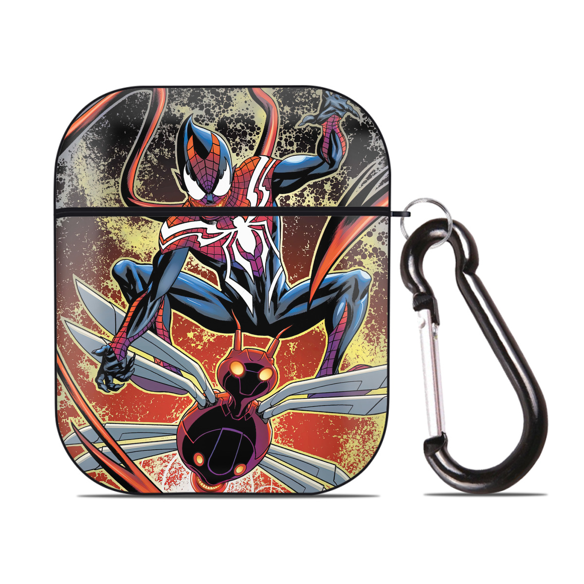 （画像用） Spider Man スパイダーマン AirPods 第2世代保護ケース ハードシェル ブラック 耐衝撃・防指紋・カラビナ付き