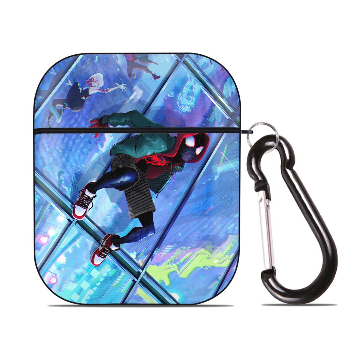 （画像用） Spider Man スパイダーマン AirPods 第2世代保護ケース ハードシェル ブラック 耐衝撃・防指紋・カラビナ付き