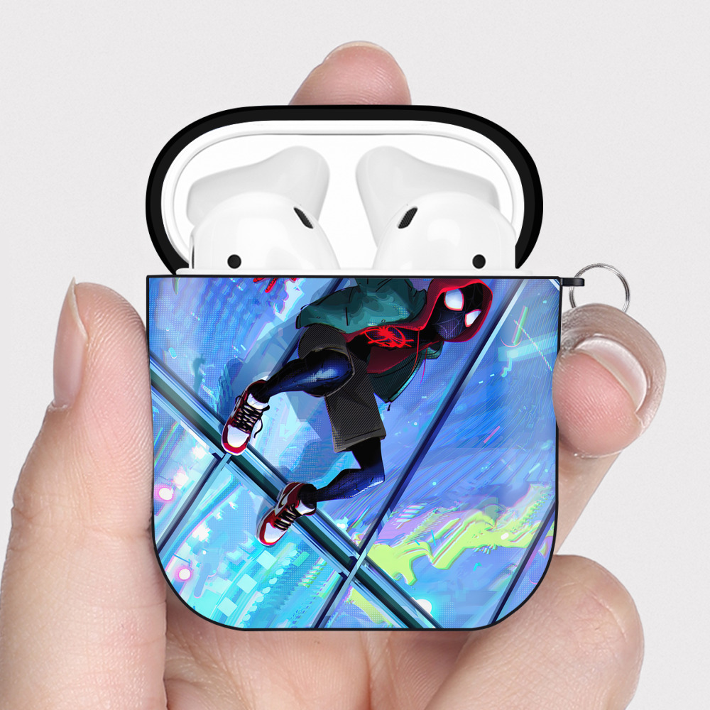 （画像用） Spider Man スパイダーマン AirPods 第2世代保護ケース ハードシェル ブラック 耐衝撃・防指紋・カラビナ付き
