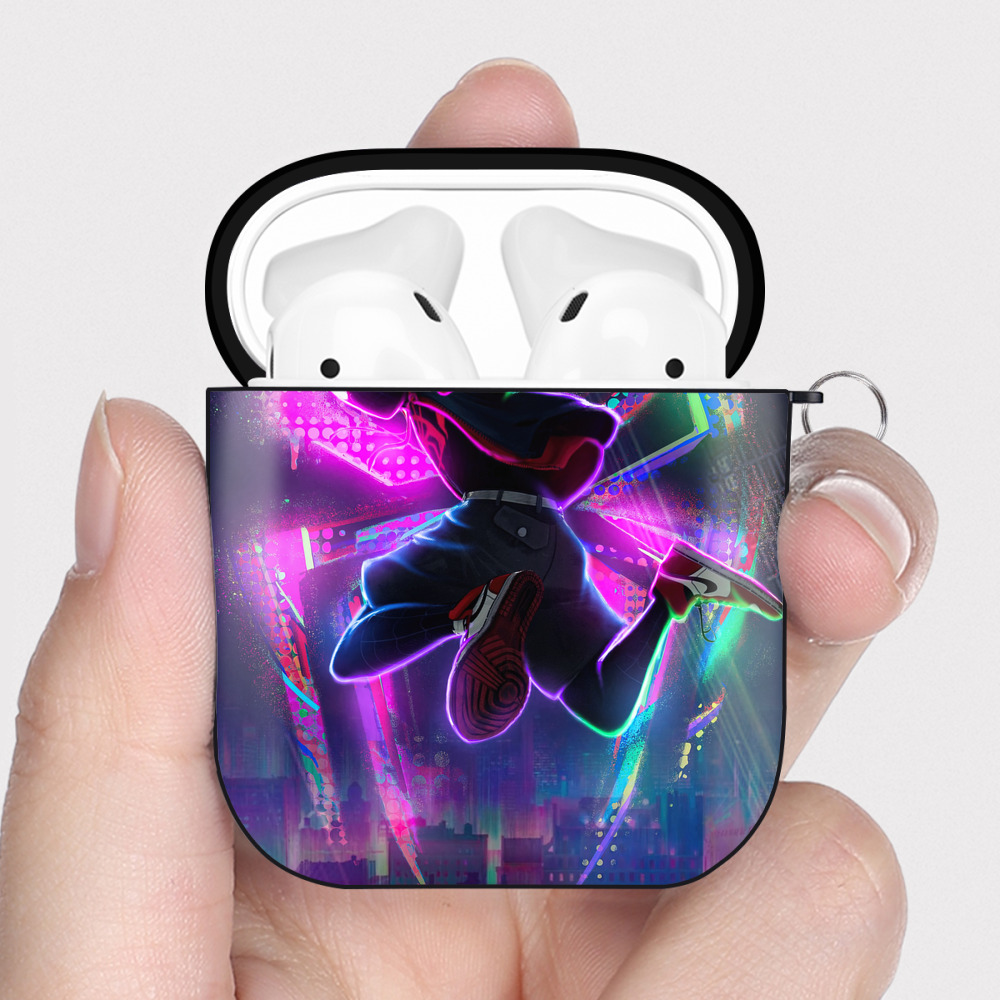 （画像用） Spider Man スパイダーマン AirPods 第2世代保護ケース ハードシェル ブラック 耐衝撃・防指紋・カラビナ付き