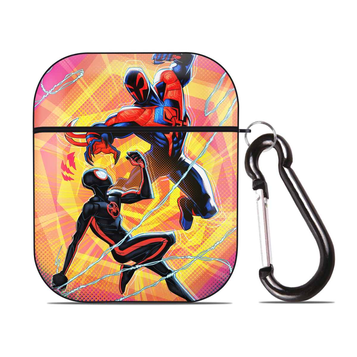 （画像用） Spider Man スパイダーマン AirPods 第2世代保護ケース ハードシェル ブラック 耐衝撃・防指紋・カラビナ付き