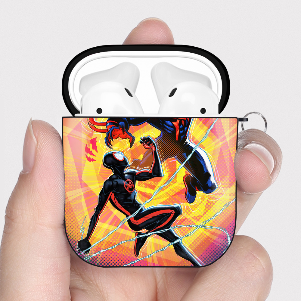 （画像用） Spider Man スパイダーマン AirPods 第2世代保護ケース ハードシェル ブラック 耐衝撃・防指紋・カラビナ付き