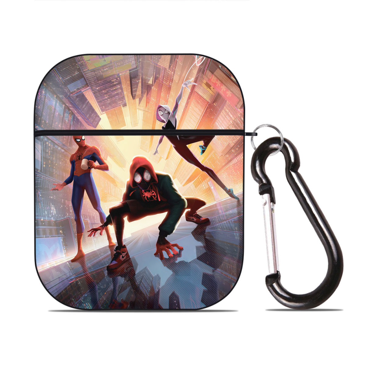 （画像用） Spider Man スパイダーマン AirPods 第2世代保護ケース ハードシェル ブラック 耐衝撃・防指紋・カラビナ付き