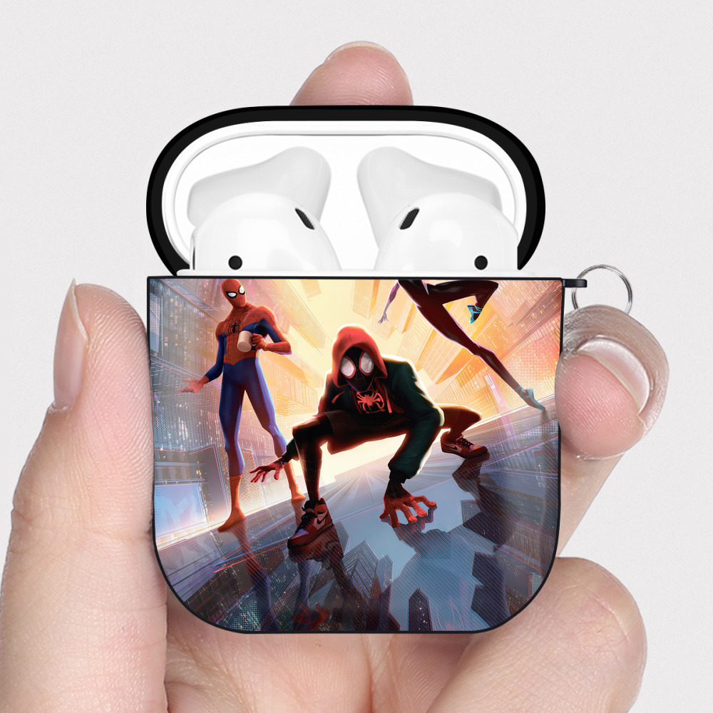 （画像用） Spider Man スパイダーマン AirPods 第2世代保護ケース ハードシェル ブラック 耐衝撃・防指紋・カラビナ付き