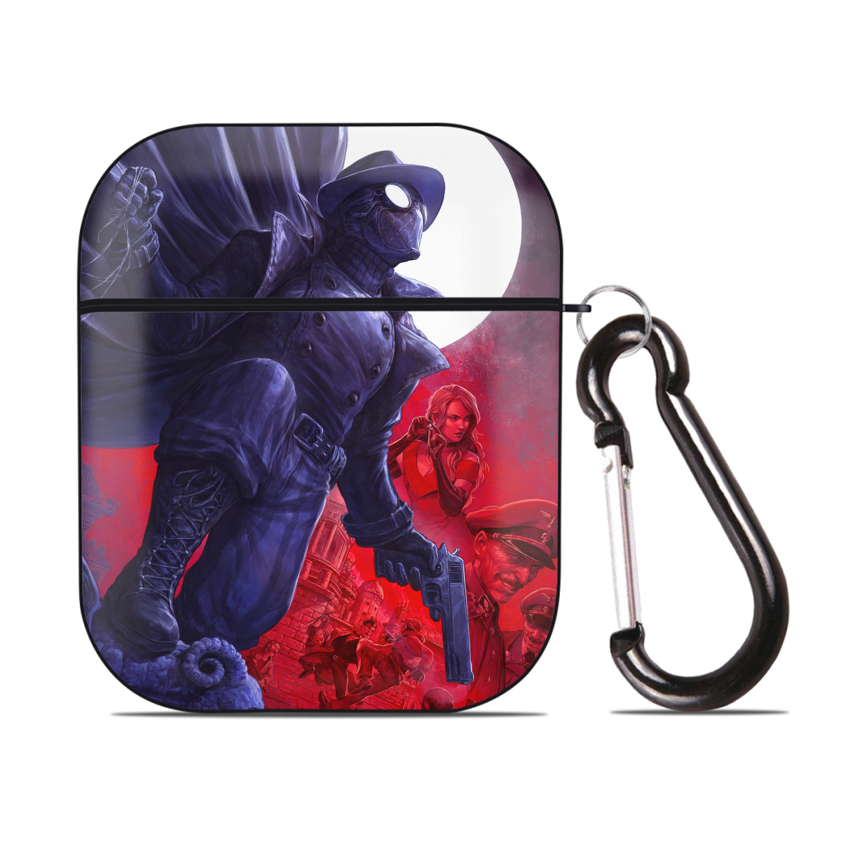 （画像用） Spider Man スパイダーマン AirPods 第2世代保護ケース ハードシェル ブラック 耐衝撃・防指紋・カラビナ付き