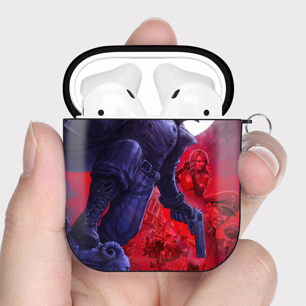 （画像用） Spider Man スパイダーマン AirPods 第2世代保護ケース ハードシェル ブラック 耐衝撃・防指紋・カラビナ付き