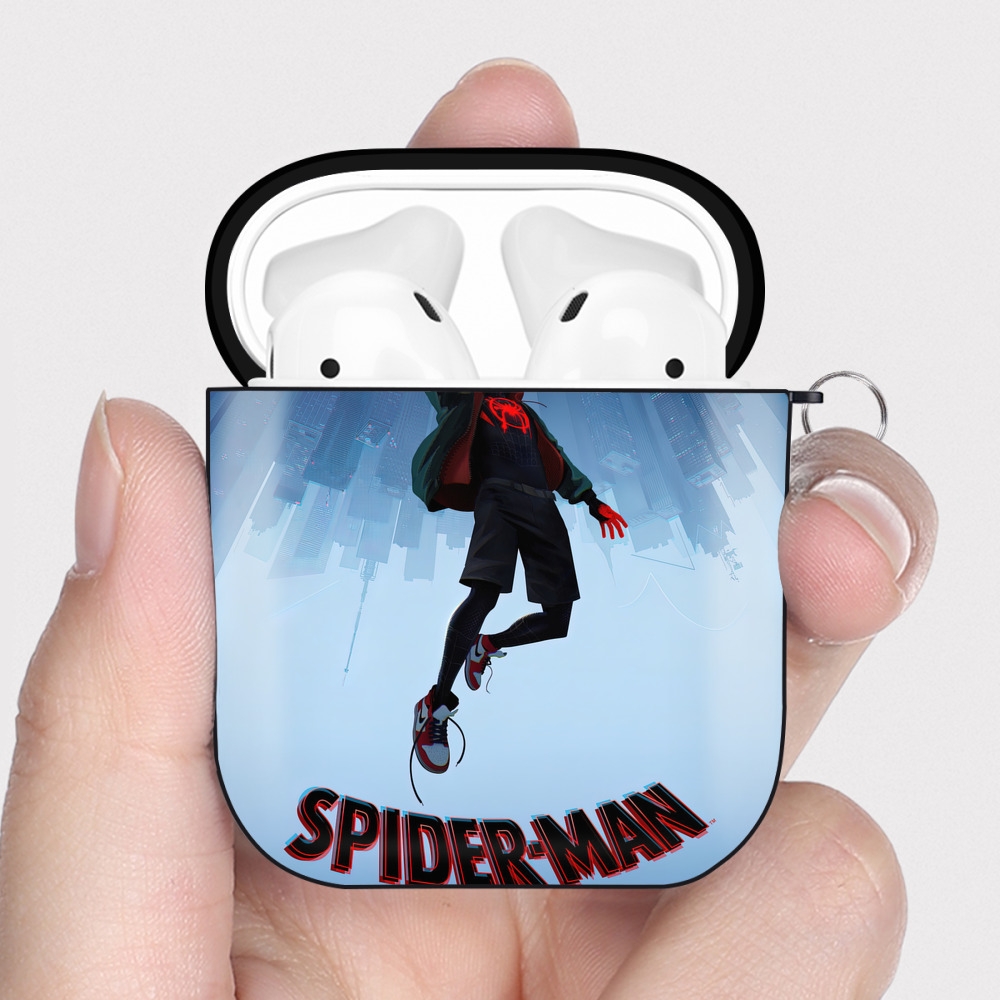 （画像用） Spider Man スパイダーマン AirPods 第2世代保護ケース ハードシェル ブラック 耐衝撃・防指紋・カラビナ付き