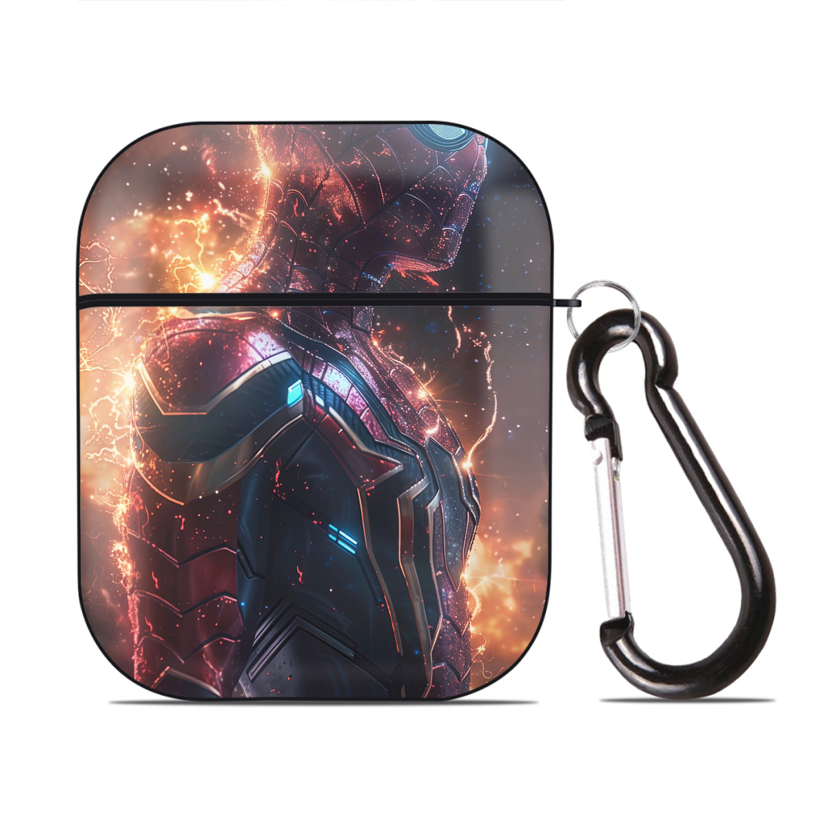 （画像用） Spider Man スパイダーマン AirPods 第2世代保護ケース ハードシェル ブラック 耐衝撃・防指紋・カラビナ付き