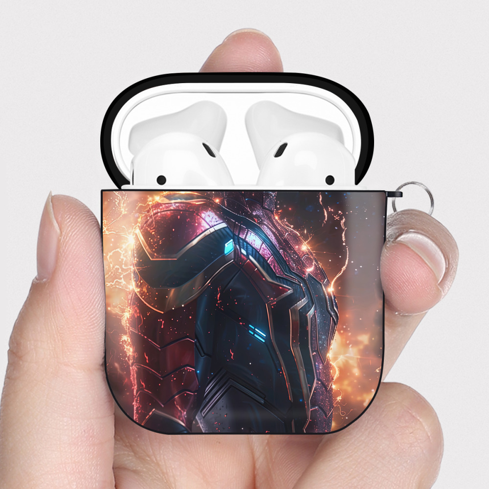 （画像用） Spider Man スパイダーマン AirPods 第2世代保護ケース ハードシェル ブラック 耐衝撃・防指紋・カラビナ付き