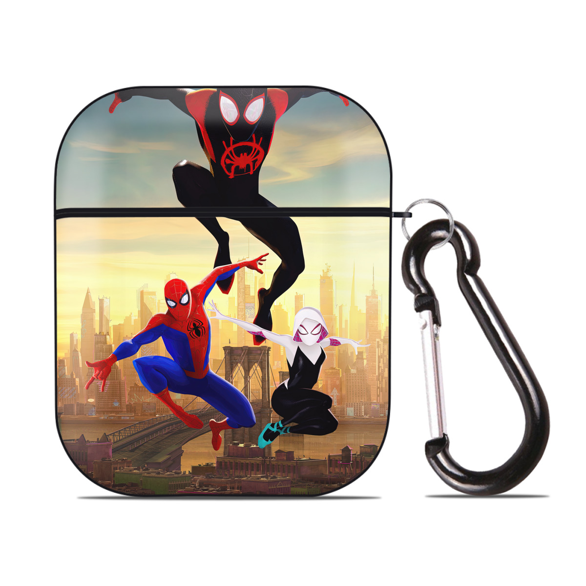 （画像用） Spider Man スパイダーマン AirPods 第2世代保護ケース ハードシェル ブラック 耐衝撃・防指紋・カラビナ付き