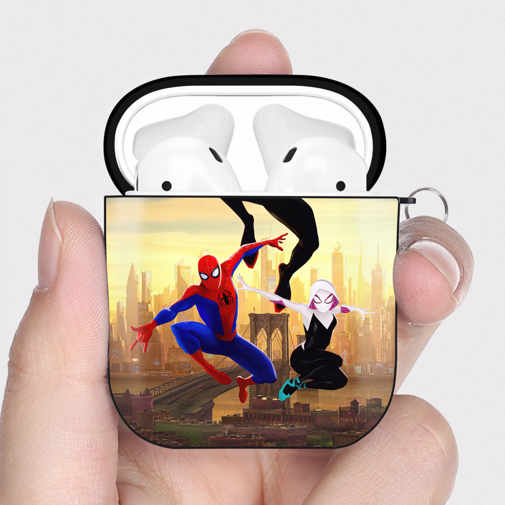 （画像用） Spider Man スパイダーマン AirPods 第2世代保護ケース ハードシェル ブラック 耐衝撃・防指紋・カラビナ付き