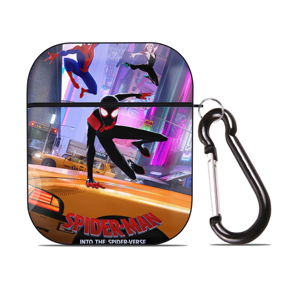 （画像用） Spider Man スパイダーマン AirPods 第2世代保護ケース ハードシェル ブラック 耐衝撃・防指紋・カラビナ付き