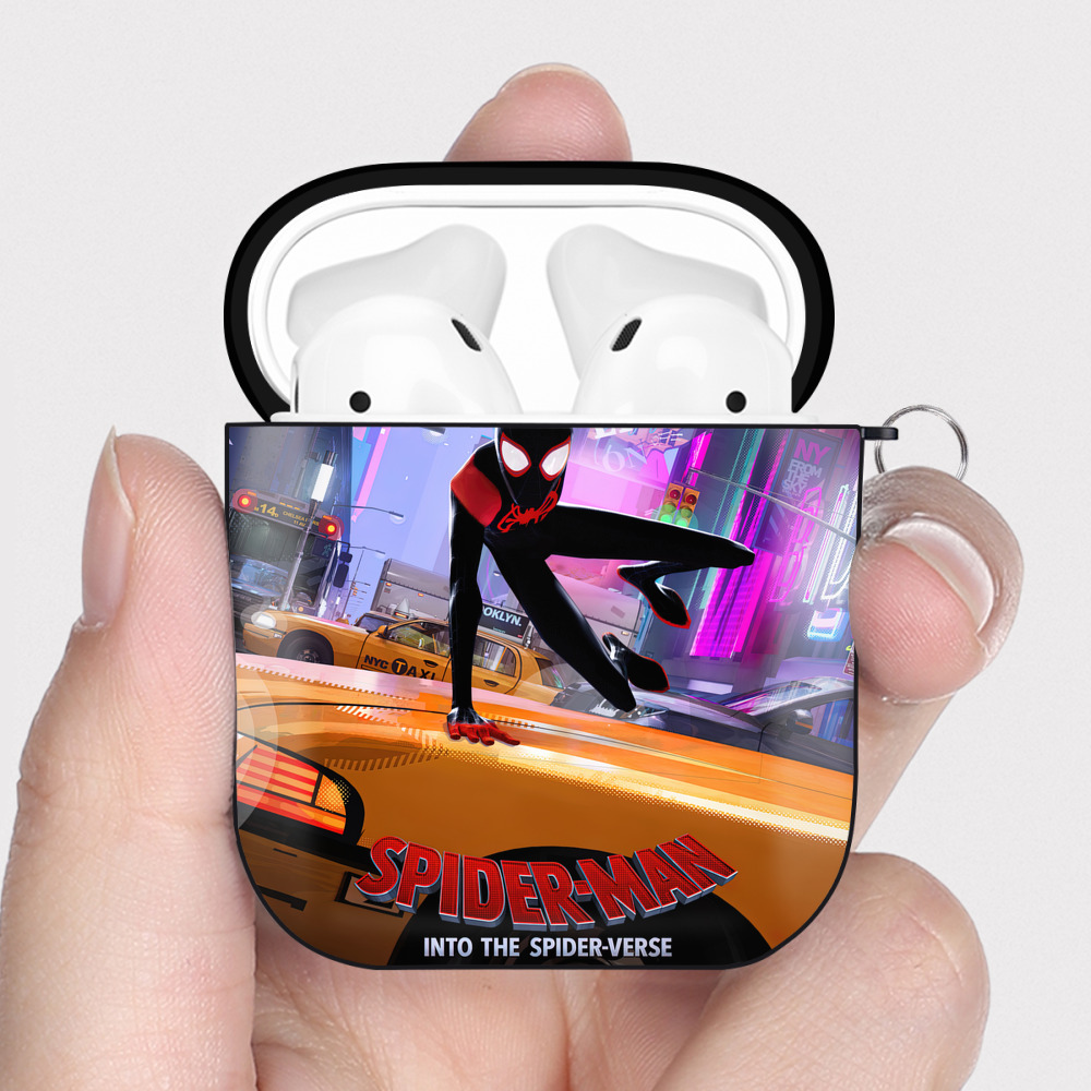 （画像用） Spider Man スパイダーマン AirPods 第2世代保護ケース ハードシェル ブラック 耐衝撃・防指紋・カラビナ付き