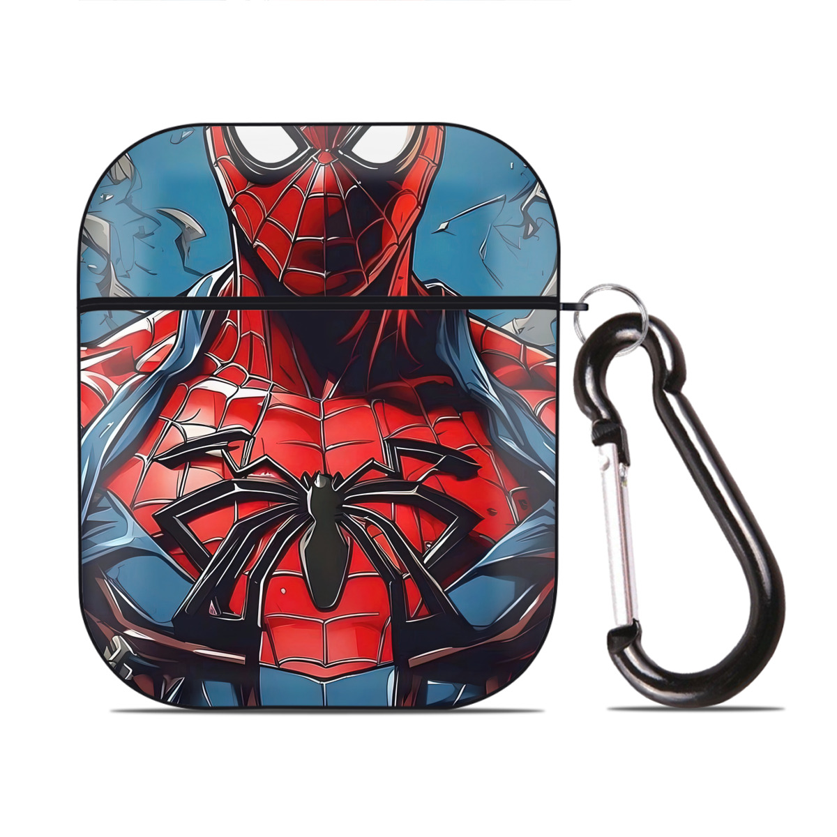 （画像用） Spider Man スパイダーマン AirPods 第2世代保護ケース ハードシェル ブラック 耐衝撃・防指紋・カラビナ付き