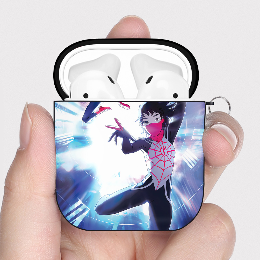 （画像用） Spider Man スパイダーマン AirPods 第2世代保護ケース ハードシェル ブラック 耐衝撃・防指紋・カラビナ付き