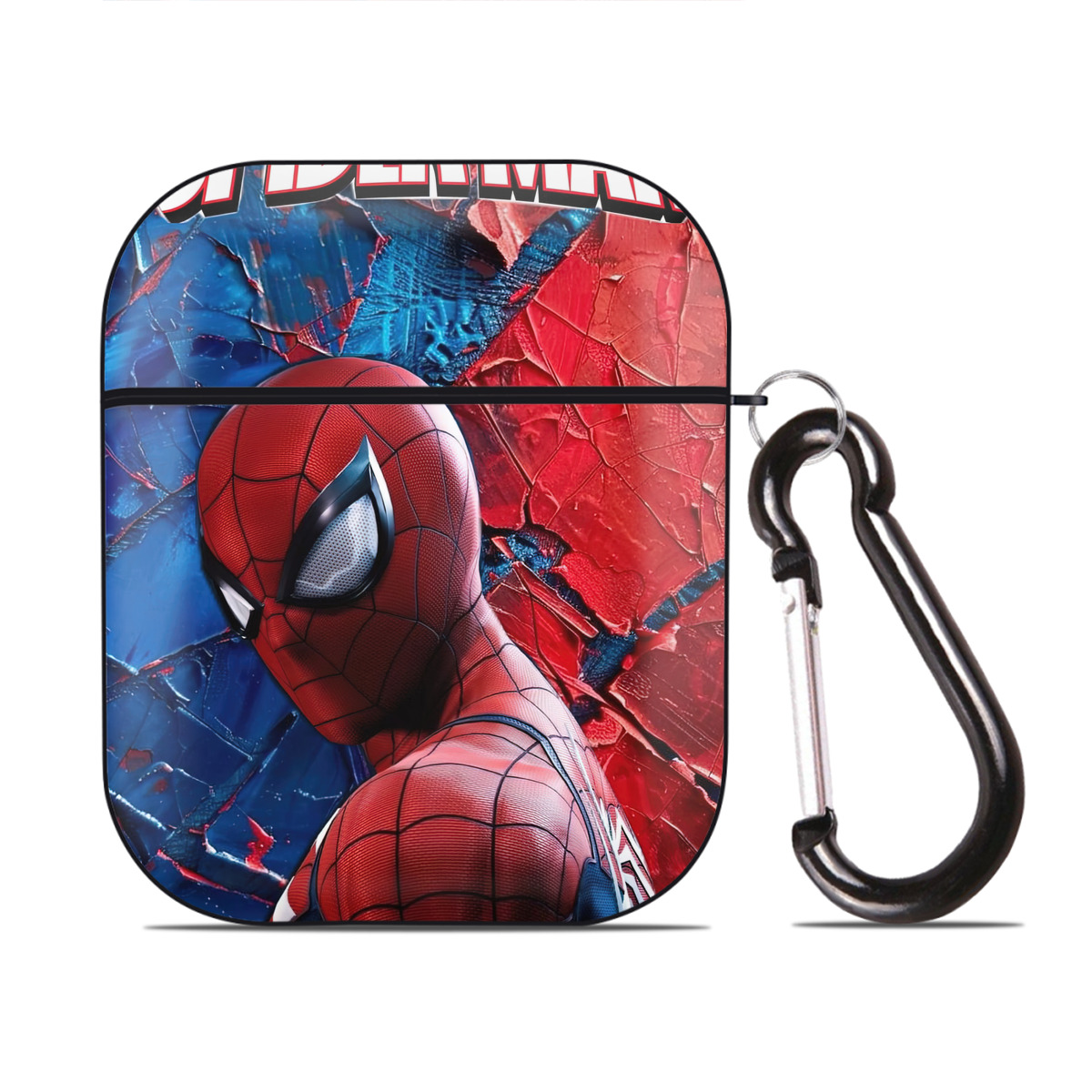 （画像用） Spider Man スパイダーマン AirPods 第2世代保護ケース ハードシェル ブラック 耐衝撃・防指紋・カラビナ付き