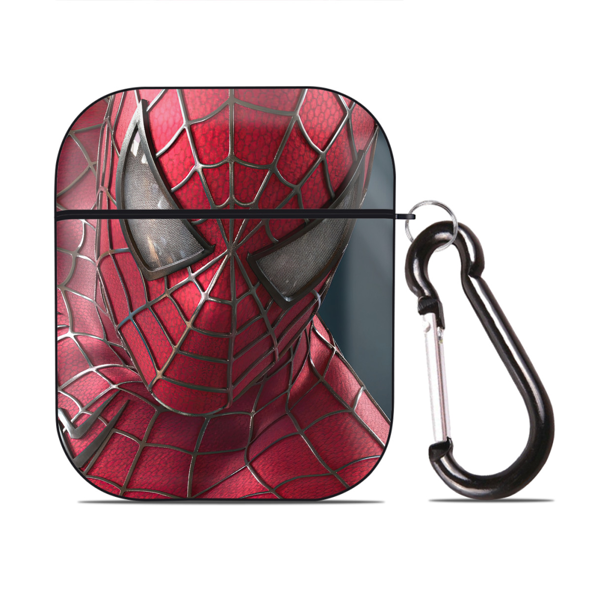 （画像用） Spider Man スパイダーマン AirPods 第2世代保護ケース ハードシェル ブラック 耐衝撃・防指紋・カラビナ付き