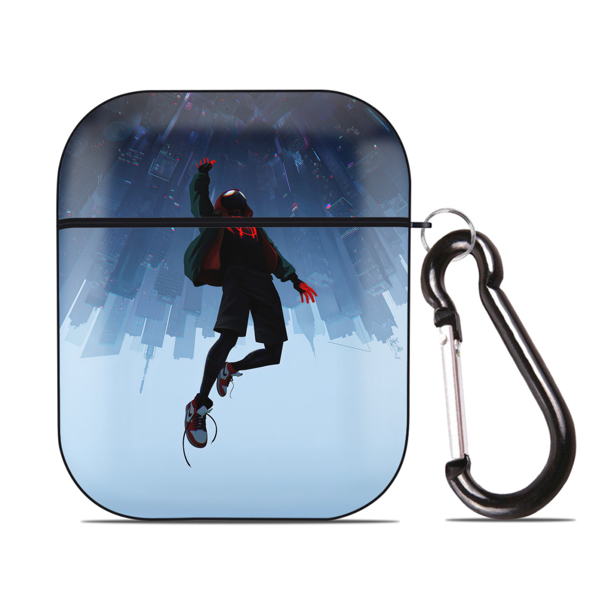 （画像用） Spider Man スパイダーマン AirPods 第2世代保護ケース ハードシェル ブラック 耐衝撃・防指紋・カラビナ付き