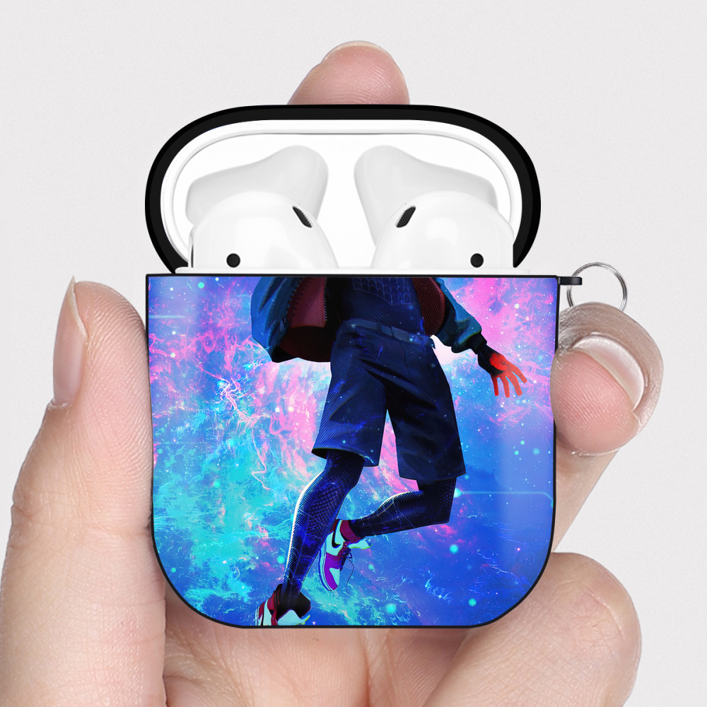 （画像用） Spider Man スパイダーマン AirPods 第2世代保護ケース ハードシェル ブラック 耐衝撃・防指紋・カラビナ付き
