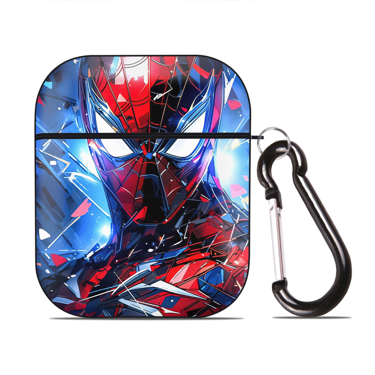 （画像用） Spider Man スパイダーマン AirPods 第2世代保護ケース ハードシェル ブラック 耐衝撃・防指紋・カラビナ付き