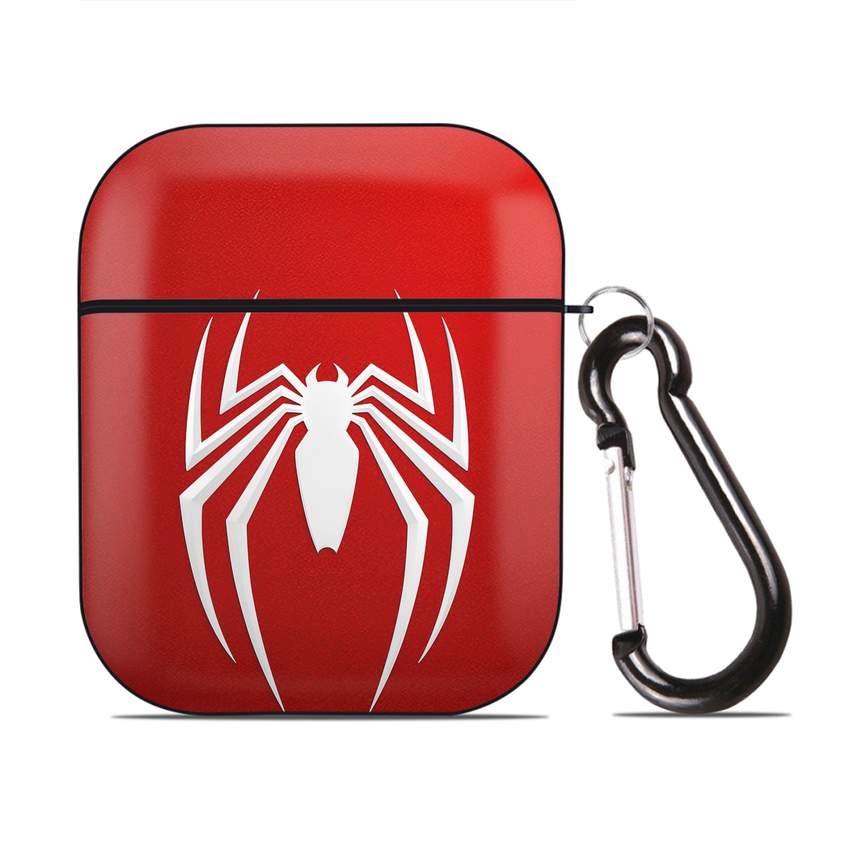 （画像用） Spider Man スパイダーマン AirPods 第2世代保護ケース ハードシェル ブラック 耐衝撃・防指紋・カラビナ付き