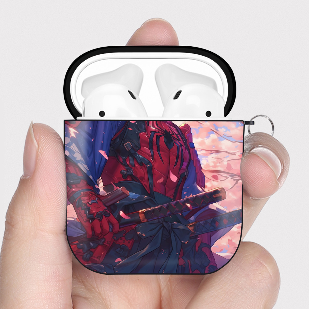 （画像用） Spider Man スパイダーマン AirPods 第2世代保護ケース ハードシェル ブラック 耐衝撃・防指紋・カラビナ付き