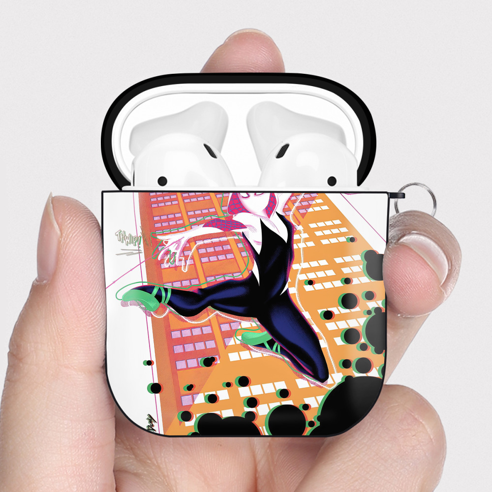 （画像用） Spider Man スパイダーマン AirPods 第2世代保護ケース ハードシェル ブラック 耐衝撃・防指紋・カラビナ付き