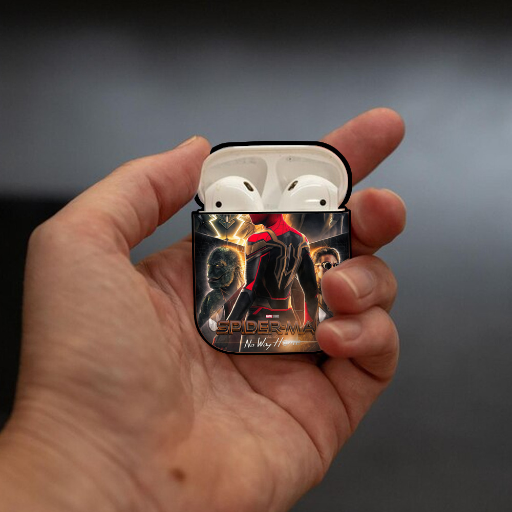 Spider Man スパイダーマン AirPods 第2世代保護ケース ハードシェル ブラック 耐衝撃・防指紋・カラビナ付き