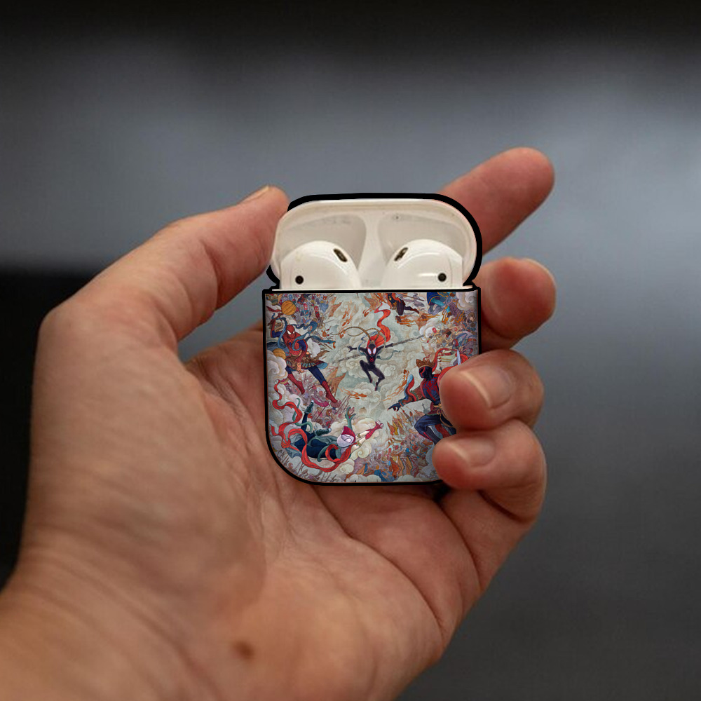 Spider Man スパイダーマン AirPods 第2世代保護ケース ハードシェル ブラック 耐衝撃・防指紋・カラビナ付き