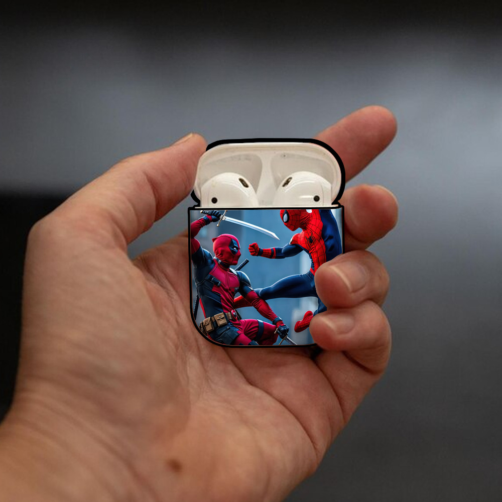 Spider Man スパイダーマン AirPods 第2世代保護ケース ハードシェル ブラック 耐衝撃・防指紋・カラビナ付き