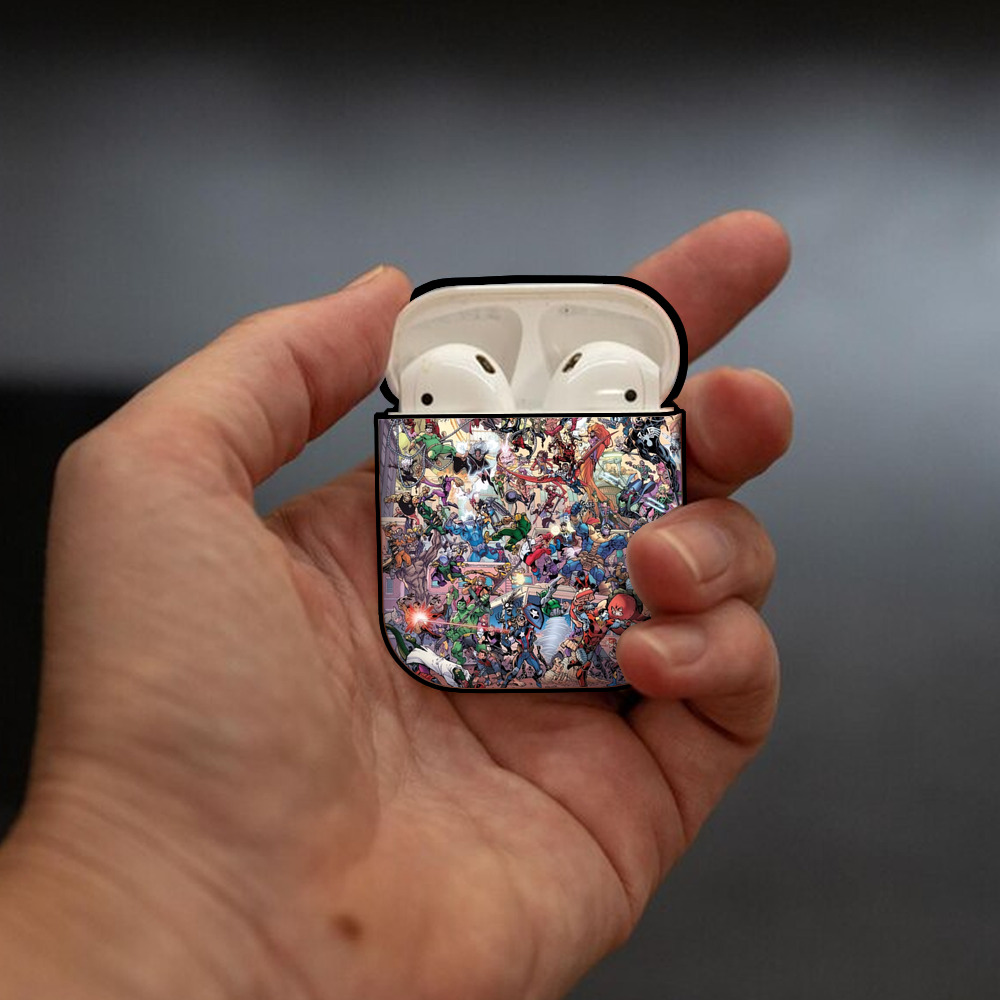 Spider Man スパイダーマン AirPods 第2世代保護ケース ハードシェル ブラック 耐衝撃・防指紋・カラビナ付き