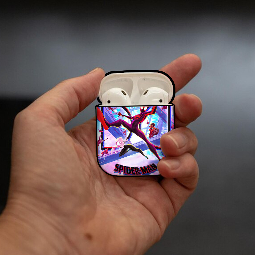 Spider Man スパイダーマン AirPods 第2世代保護ケース ハードシェル ブラック 耐衝撃・防指紋・カラビナ付き