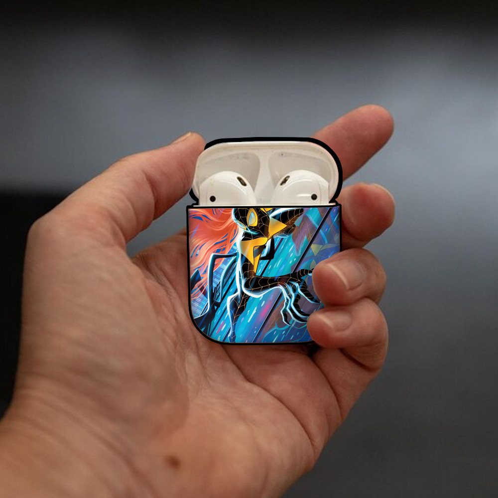 Spider Man スパイダーマン AirPods 第2世代保護ケース ハードシェル ブラック 耐衝撃・防指紋・カラビナ付き