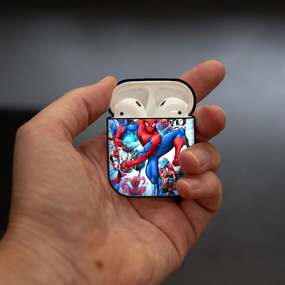 Spider Man スパイダーマン AirPods 第2世代保護ケース ハードシェル ブラック 耐衝撃・防指紋・カラビナ付き