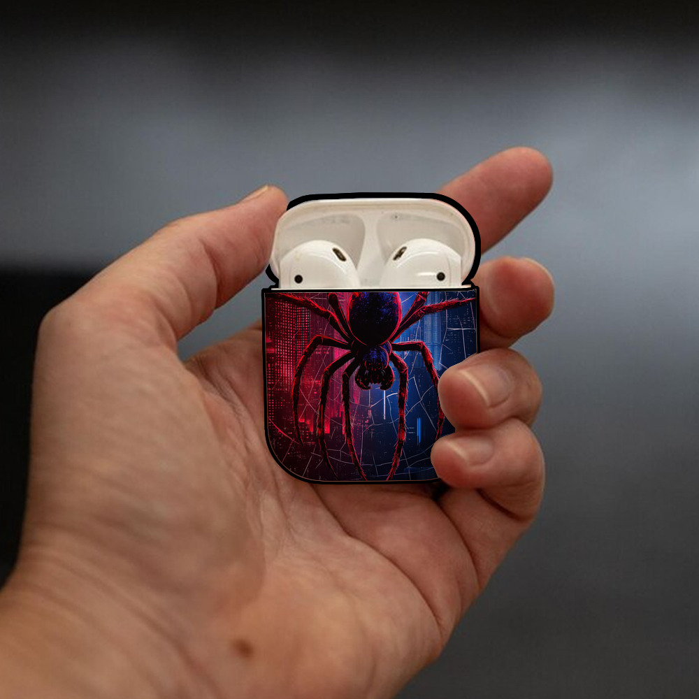 Spider Man スパイダーマン AirPods 第2世代保護ケース ハードシェル ブラック 耐衝撃・防指紋・カラビナ付き