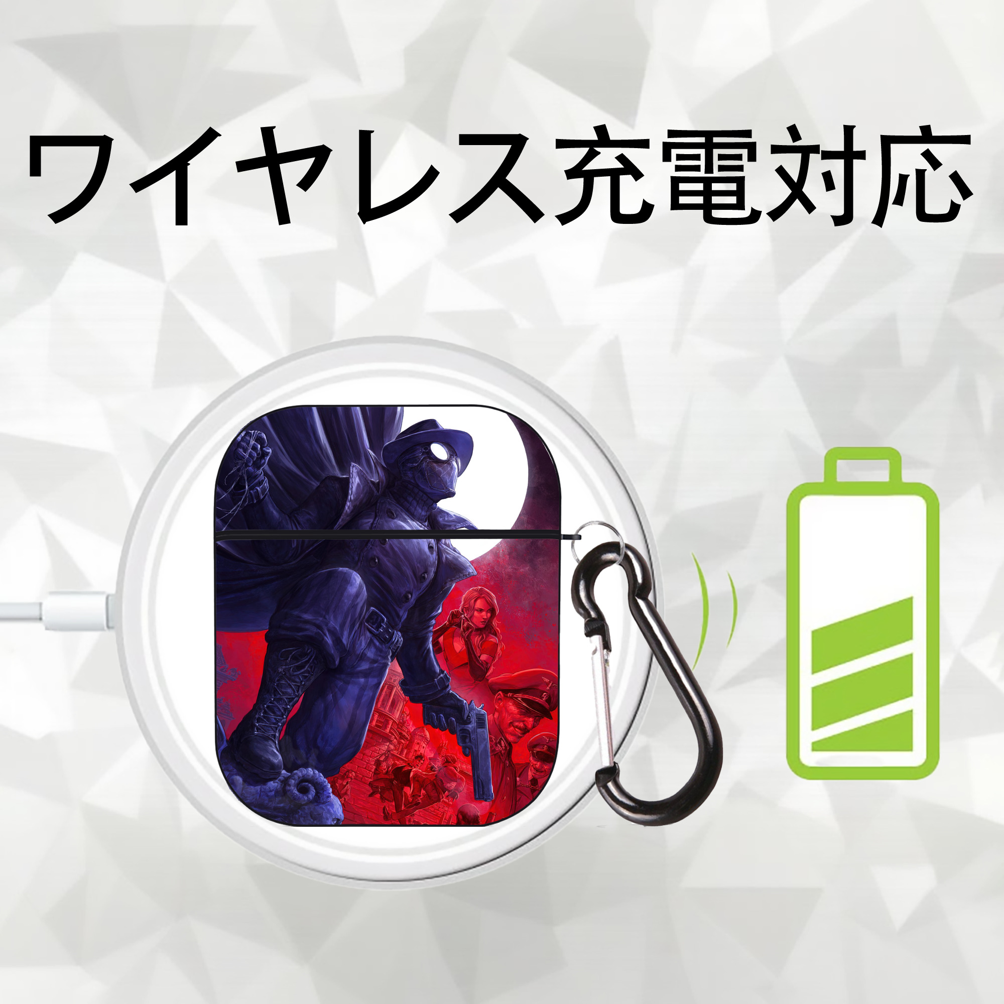 Spider Man スパイダーマン AirPods 第2世代保護ケース ハードシェル ブラック 耐衝撃・防指紋・カラビナ付き