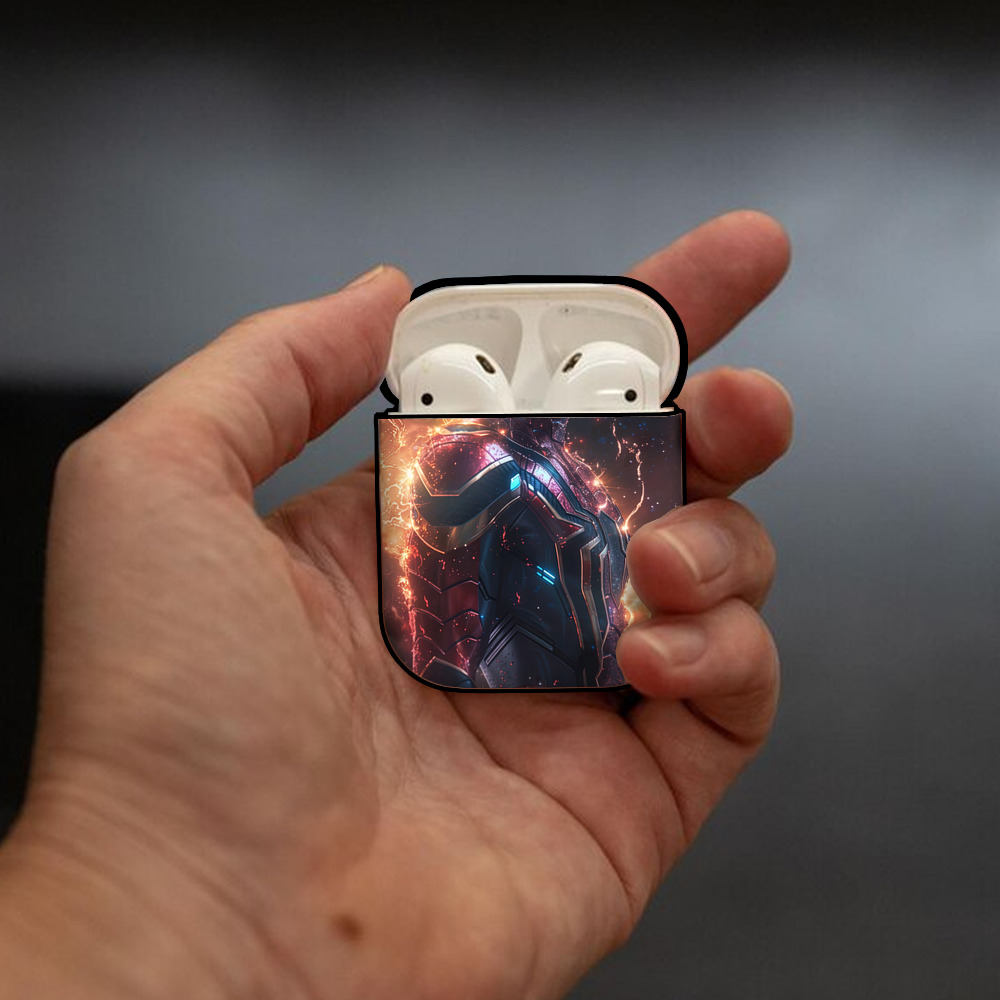 Spider Man スパイダーマン AirPods 第2世代保護ケース ハードシェル ブラック 耐衝撃・防指紋・カラビナ付き