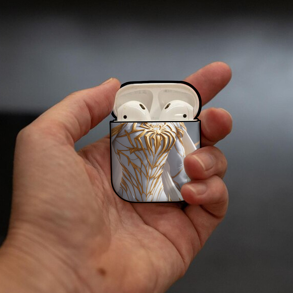 Spider Man スパイダーマン AirPods 第2世代保護ケース ハードシェル ブラック 耐衝撃・防指紋・カラビナ付き