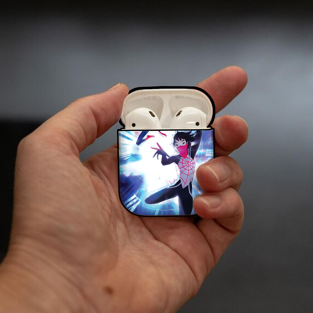 Spider Man スパイダーマン AirPods 第2世代保護ケース ハードシェル ブラック 耐衝撃・防指紋・カラビナ付き