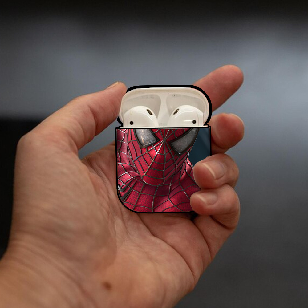 Spider Man スパイダーマン AirPods 第2世代保護ケース ハードシェル ブラック 耐衝撃・防指紋・カラビナ付き