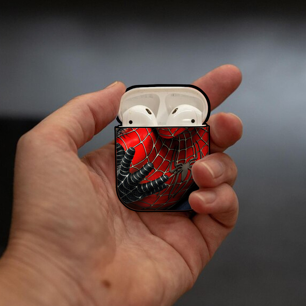 Spider Man スパイダーマン AirPods 第2世代保護ケース ハードシェル ブラック 耐衝撃・防指紋・カラビナ付き