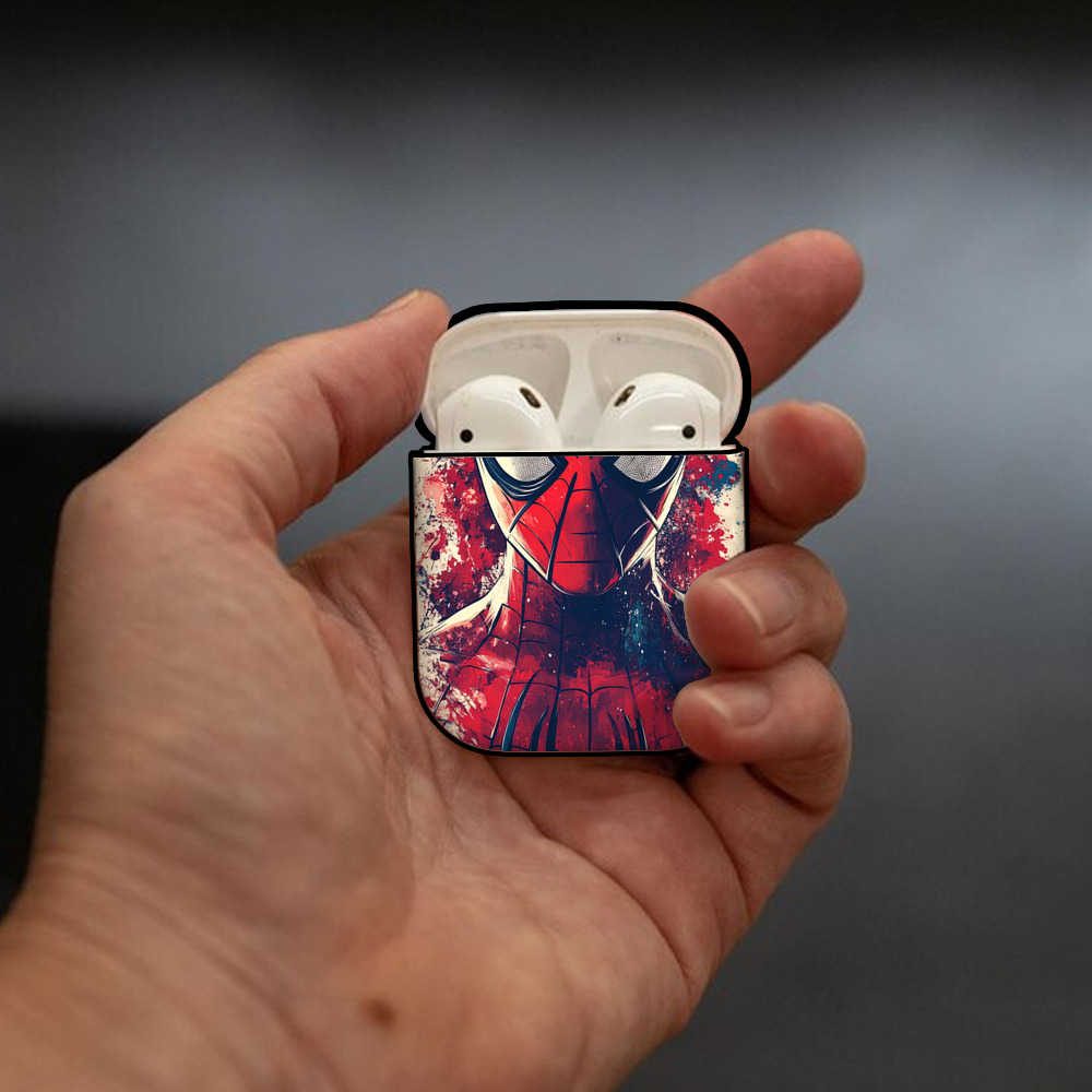 Spider Man スパイダーマン AirPods 第2世代保護ケース ハードシェル ブラック 耐衝撃・防指紋・カラビナ付き