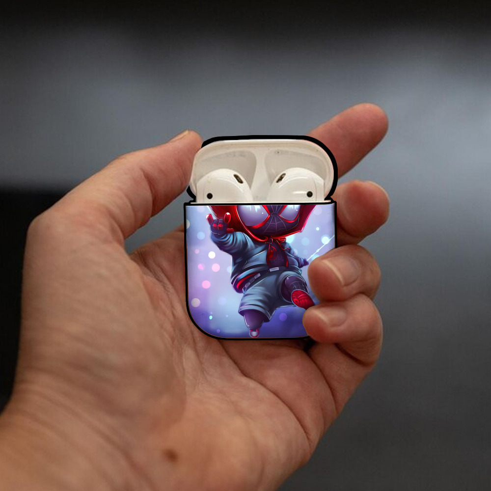 Spider Man スパイダーマン AirPods 第2世代保護ケース ハードシェル ブラック 耐衝撃・防指紋・カラビナ付き