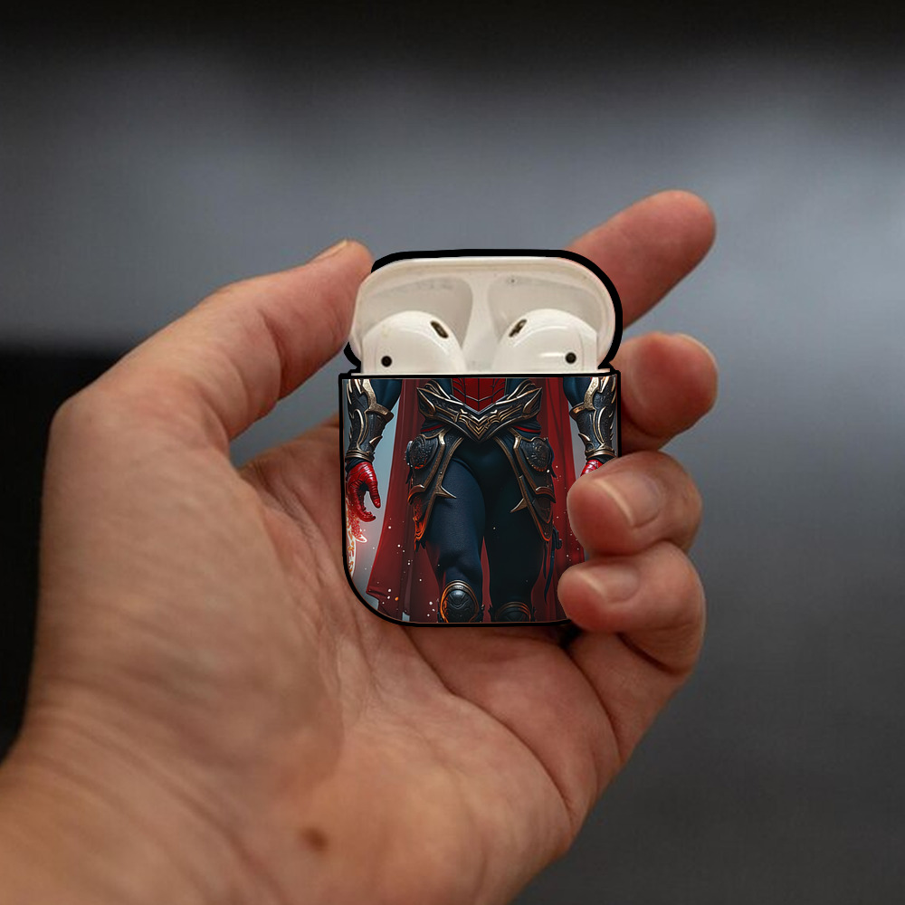 Spider Man スパイダーマン AirPods 第2世代保護ケース ハードシェル ブラック 耐衝撃・防指紋・カラビナ付き