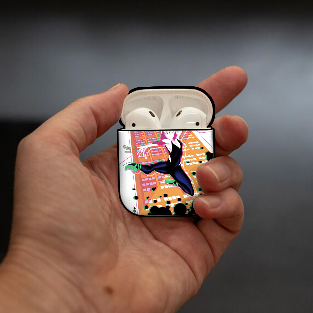 Spider Man スパイダーマン AirPods 第2世代保護ケース ハードシェル ブラック 耐衝撃・防指紋・カラビナ付き